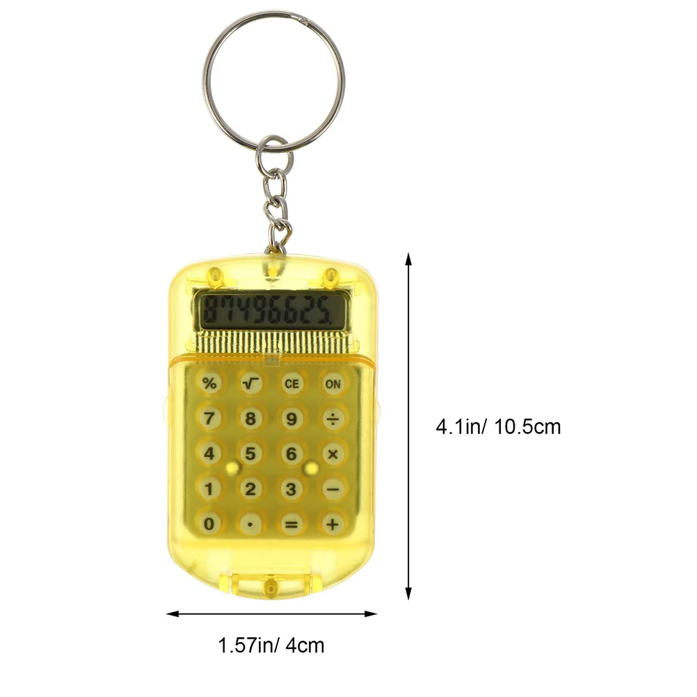 4Pcs Mini Electronic Calculators Keychains 8 Digits LCD Display Portable Pocket Calculator for Home Office Use