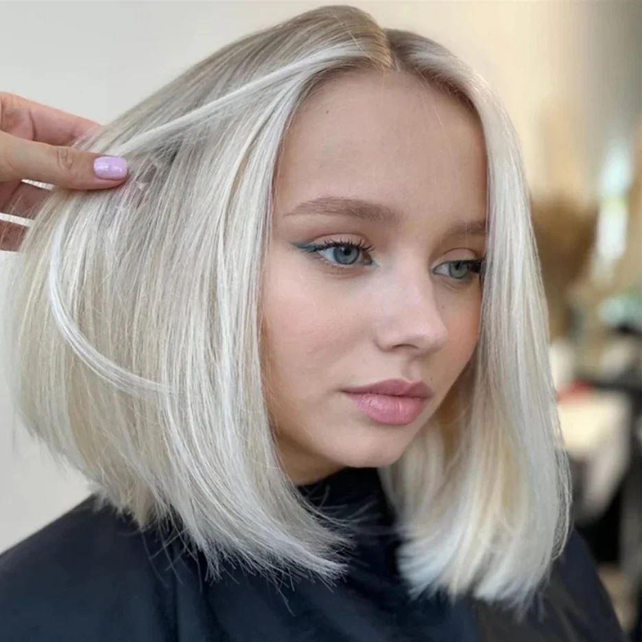

High Quality Synthetic Wigs Platinum Blonde Lace Front Wig Short Bob Wig White Colored 13x4 Lace Frontal Wig For Women Gifts Wig