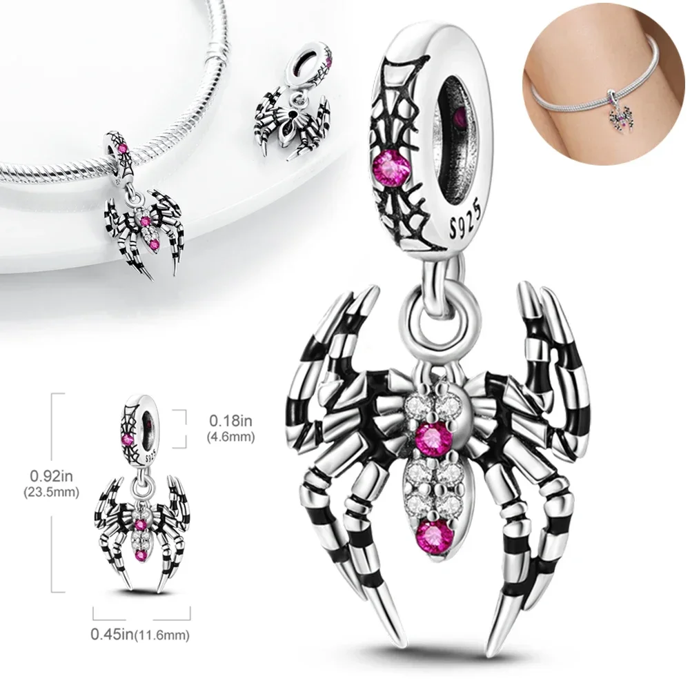 Silver S925 Luminous Halloween Charms Zombie Skeleton Dangle Bead Fit Original Bracelet DIY Fine Jewelry Gifts for Women Making view 2