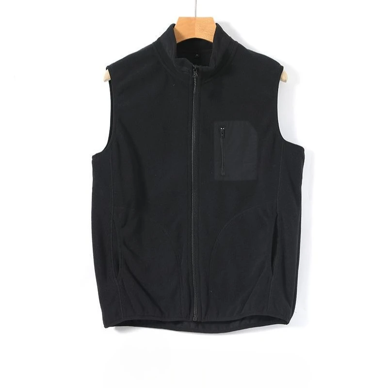 

Double Sided Outdoor Polar Fleece Vest for Men Sleeveless Solid Color Standing Collar Warmth Versatile Autumn Winter Jacket​