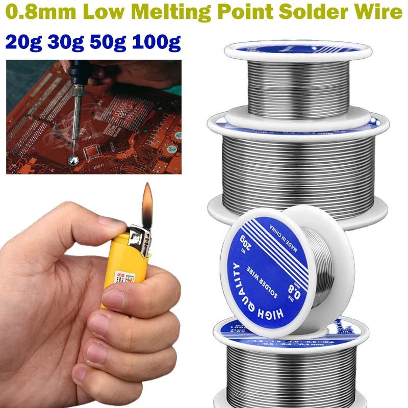 0.8mm Low Melting Point Solder Wire Rosin Core Environmental Protection Tin Strip Welding Tools Consumables Lighter Available