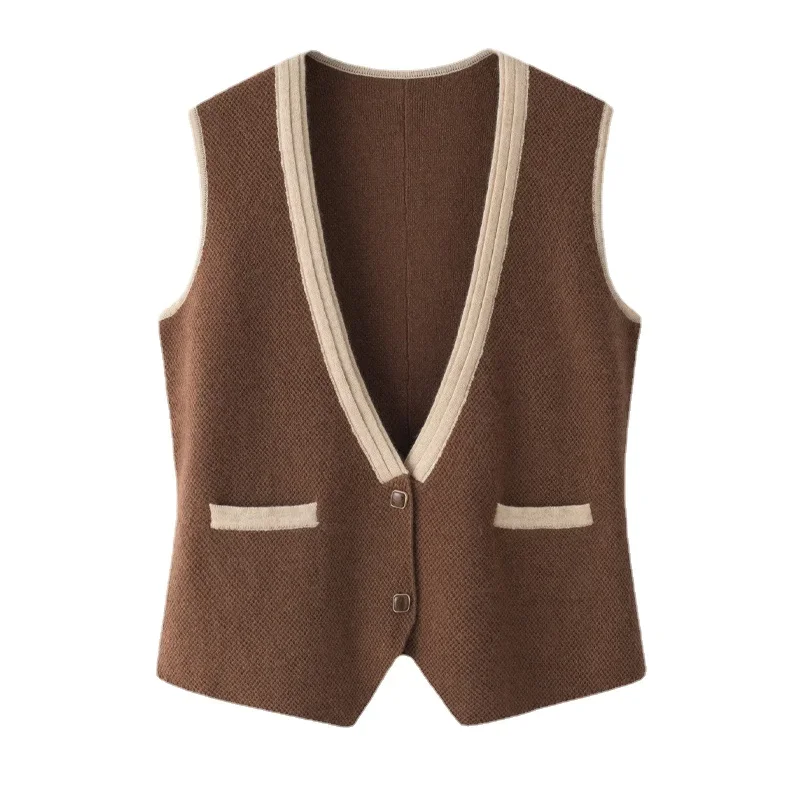 100% Cashmere Sweater Vest Cardigan Women Winter Warm Soft High Quality Unisex  V-Neck  Single Breasted Sleeveless Top Women