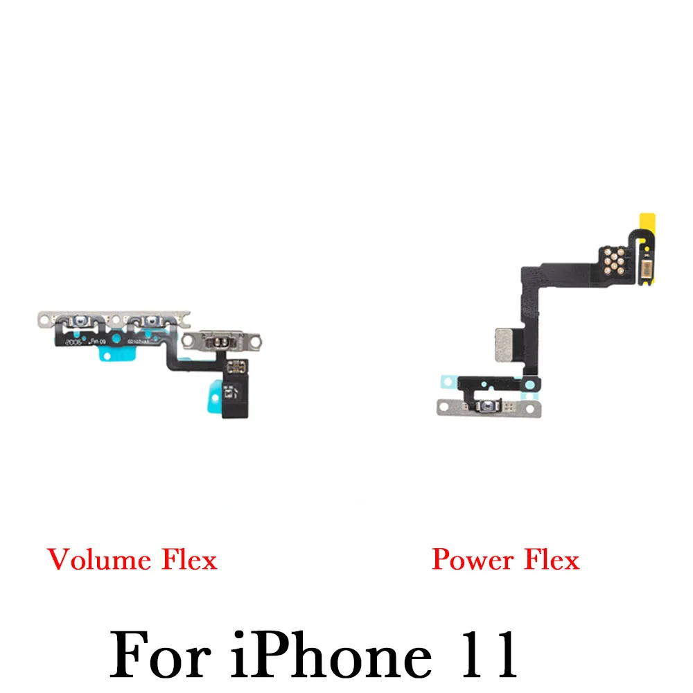 Power Volume Button Silent Flex Cable for iPhone 11 Pro X XR XS Max With Mic Flash LED Light Repair Replacement