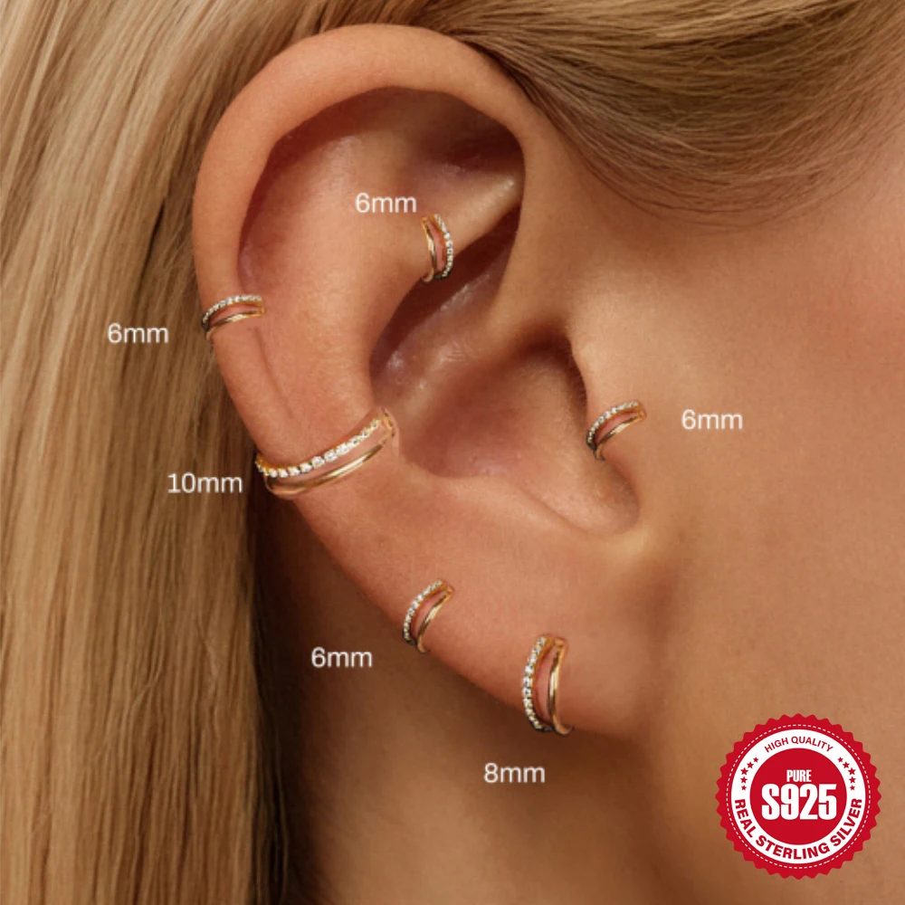 Roxi 925 Sterling Silber Einzelne 6/8/10 Kreis Ohrringe Für Frauen Kleine Creolen Ohr Knochen aros Winzige Ohr Nase Ring Schmuck