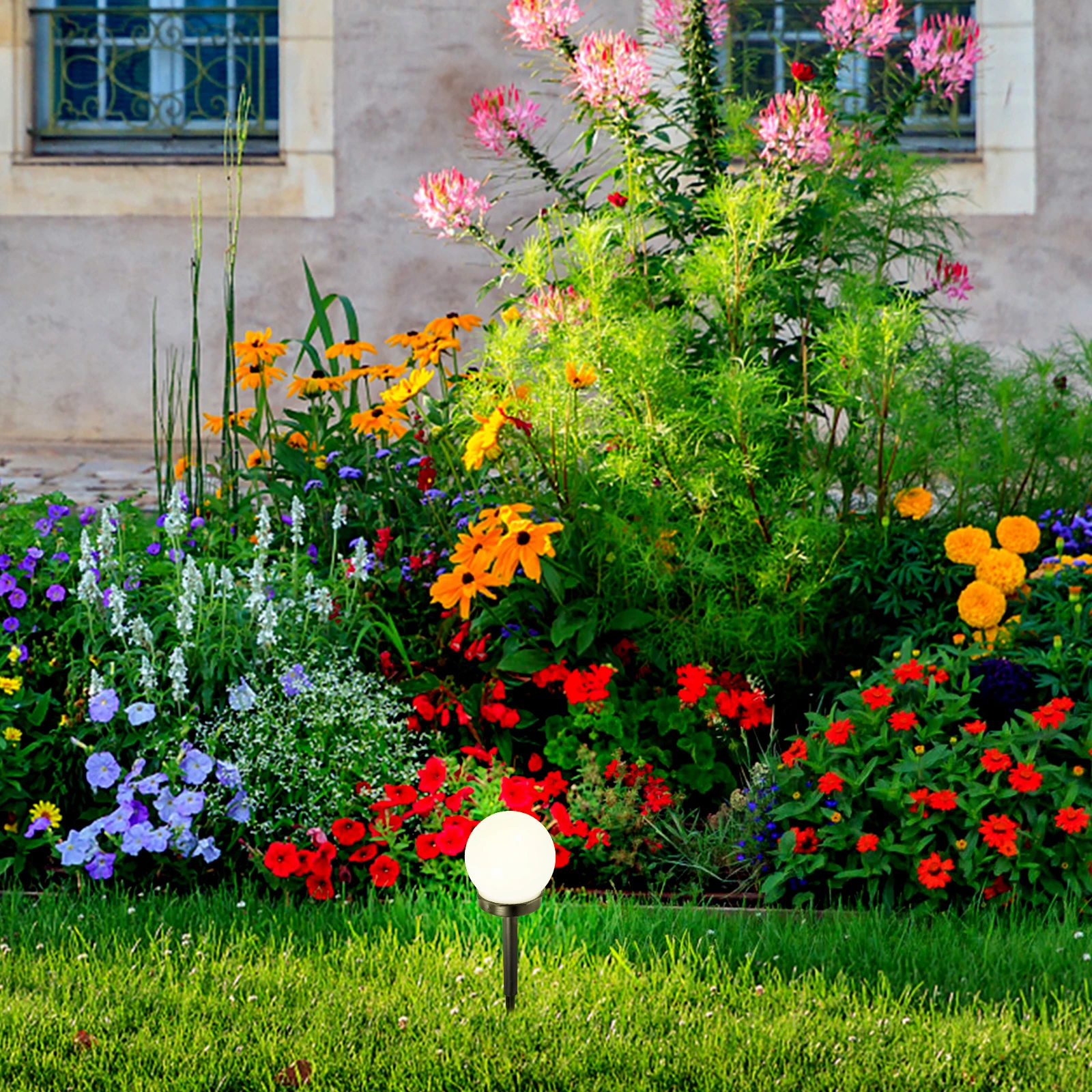 

Solar Lawn Light Bulb Garden Pathway Lights Outdoor Ground Plug Solar Powered Durable Easy Install No Wiring for Courtyard