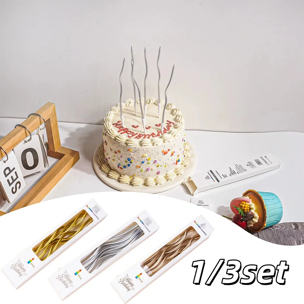 6pcs/Set Curved Cake Candles Birthday Cupcake Decorating Baby Shower Gender Reveal Candle Toppers Wedding Party Decorative