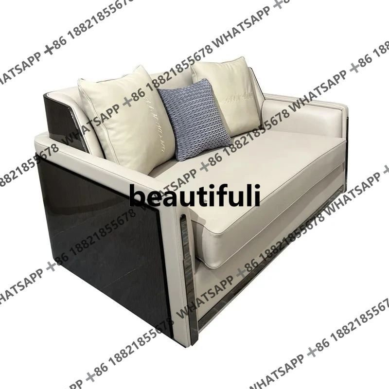 

Italian light luxury leather sofa combination living room villa suite living room sofa