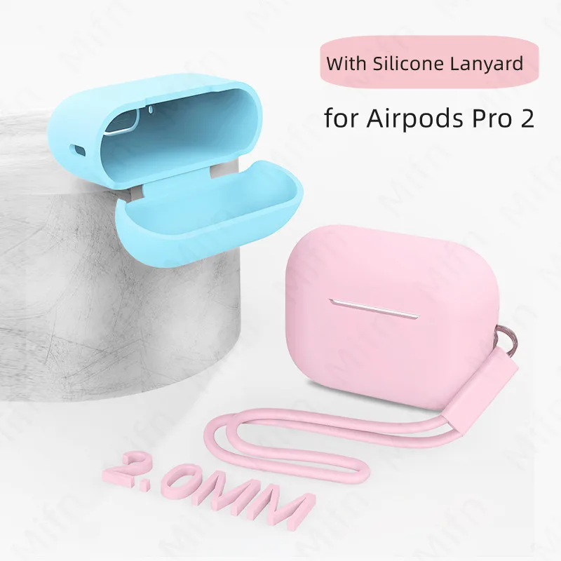 Vloeibare Siliconen Case Cover Voor Apple Airpods Pro 2 Oortelefoon Case Met Lanyard Anti-Verloren Coque Voor Air Pods pro 2 Beschermhoes