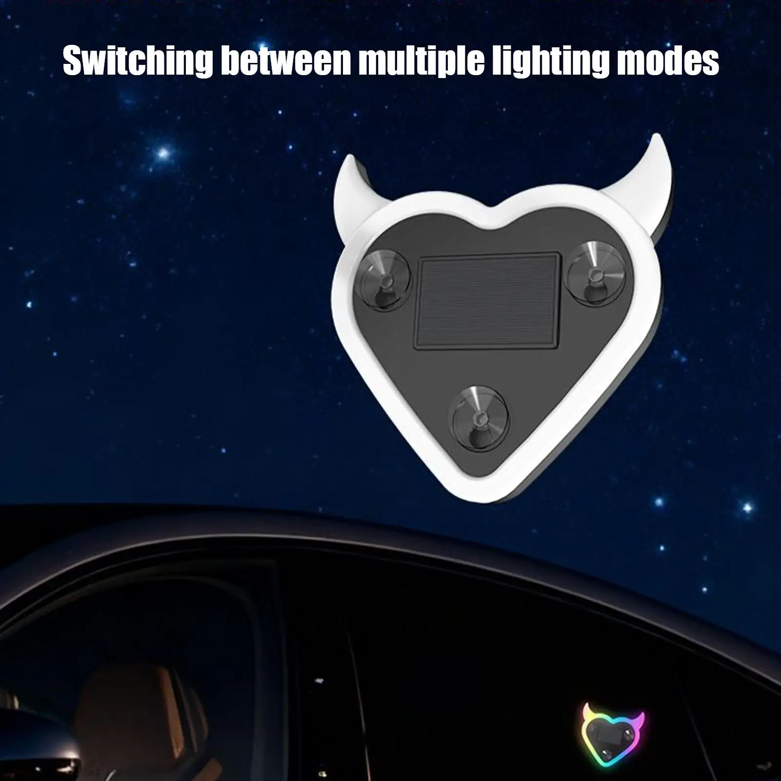 Heart Shape Car LED Light Solar Rechargeable Neon Ambient Lamp  Romantic USB-C Decor for Dashboard, SUV Truck Sedan Interior