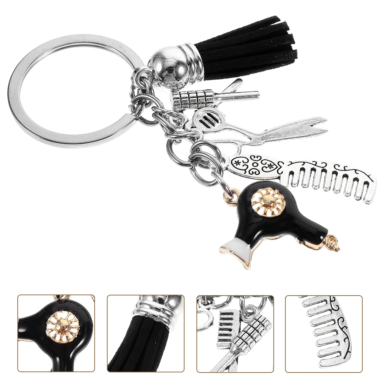 Car Backpack Hair Dryer Hairdressing Design Key Chain Zinc Alloy Salon Keychain Barber