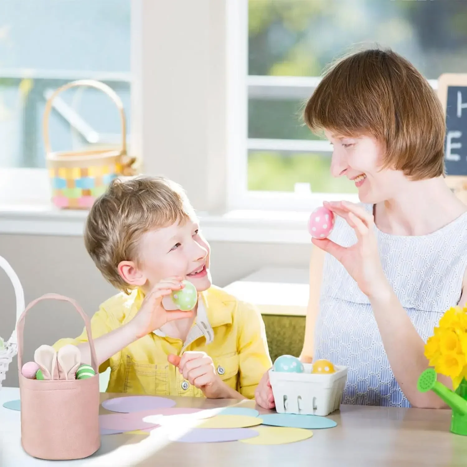 Easter Bunny Basket Rabbit Ear Handbag Candy Bag Egg Case Treat Holder Kids Party Gift Box Packaging Spring Celebration Use