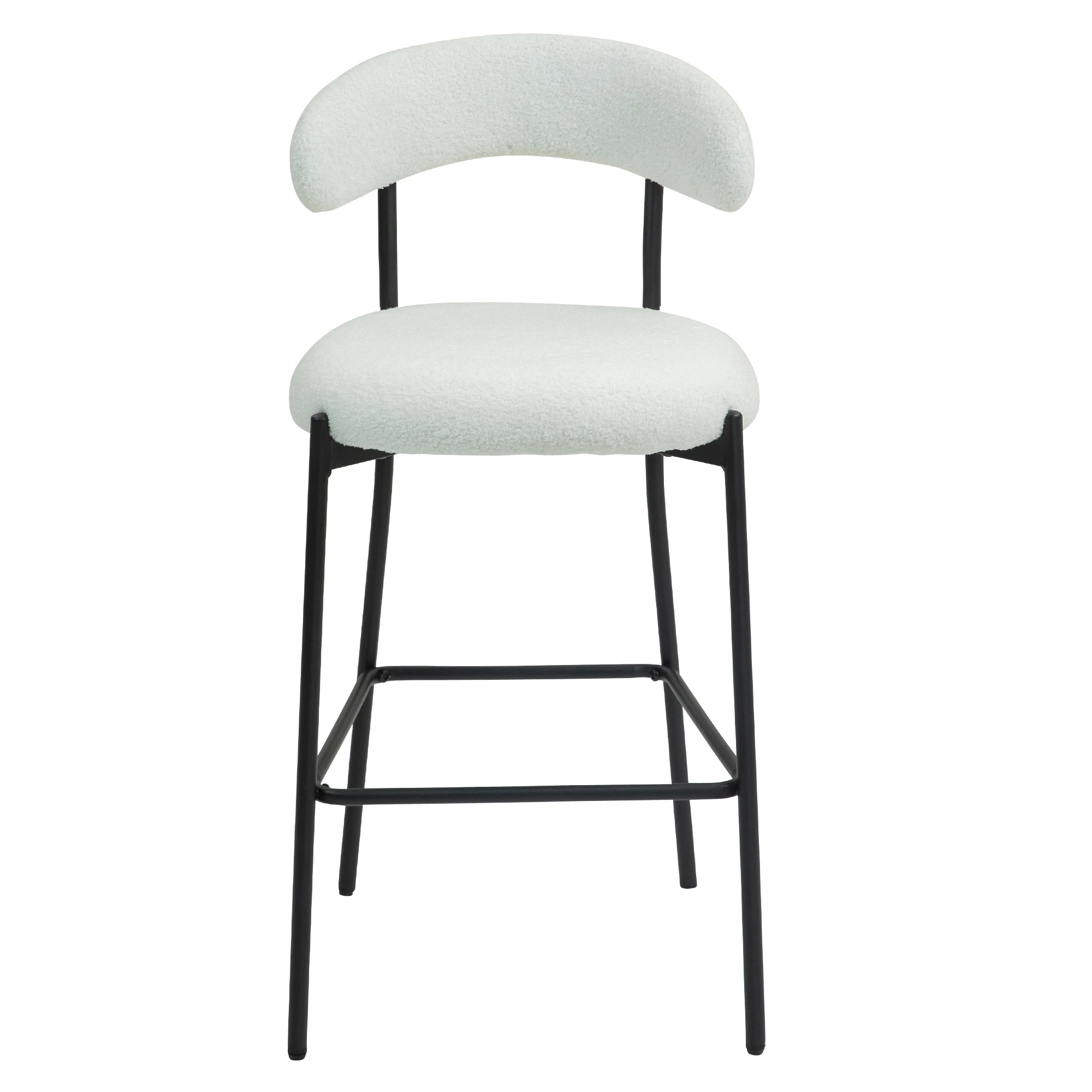 

#Modern Adjustable Height Bar Stools With Teddy Fabric Cover Black Powder Coating Base And Footrest For Dining