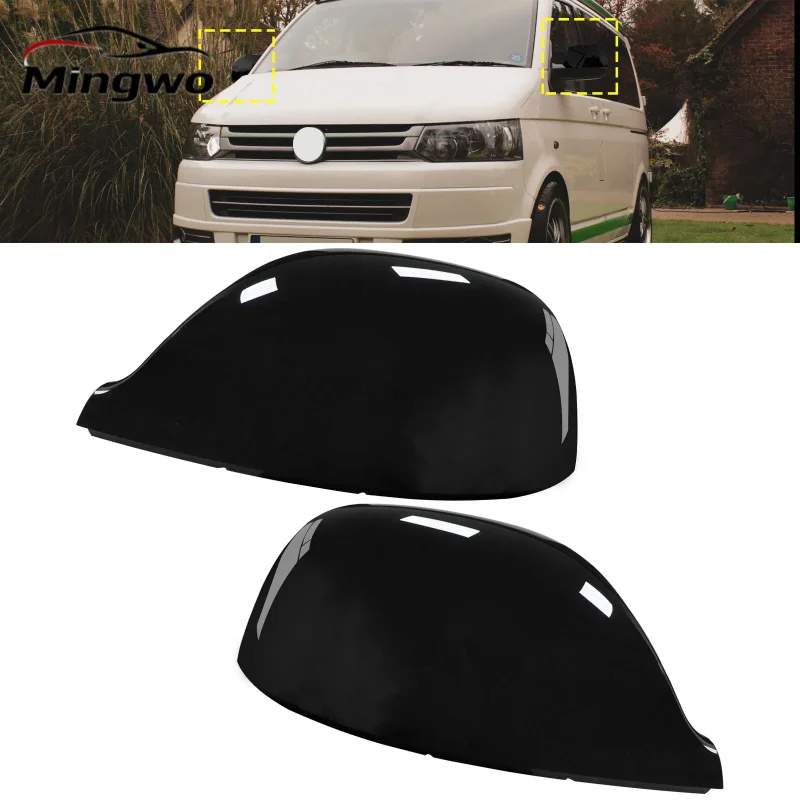 

1 Pair Gloss Black Wing Mirror Cover Caps Left+Right For VW T6 Transporter 2015-19