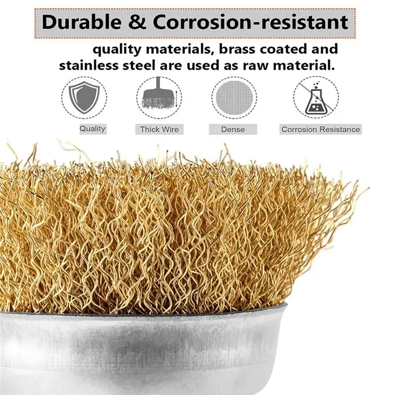 ABKW-Wire Brush Wheel Set 7Pcs Electric For Drill For Drill Attachment Coarse Crimped Shank Wire Wheel Cup