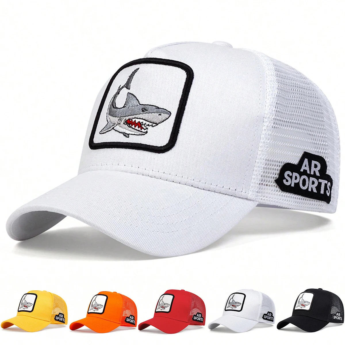 Casquette de Baseball unisexe avec Patch de requin brodé, chapeaux décontractés réglables pour l'extérieur, Hip Hop, protection solaire, printemps et été