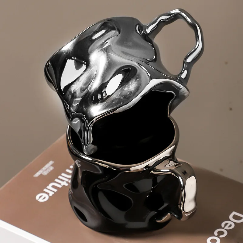 

New Ceramic Coffee Mug Simple Black White High Value Office Home Drinking Cup