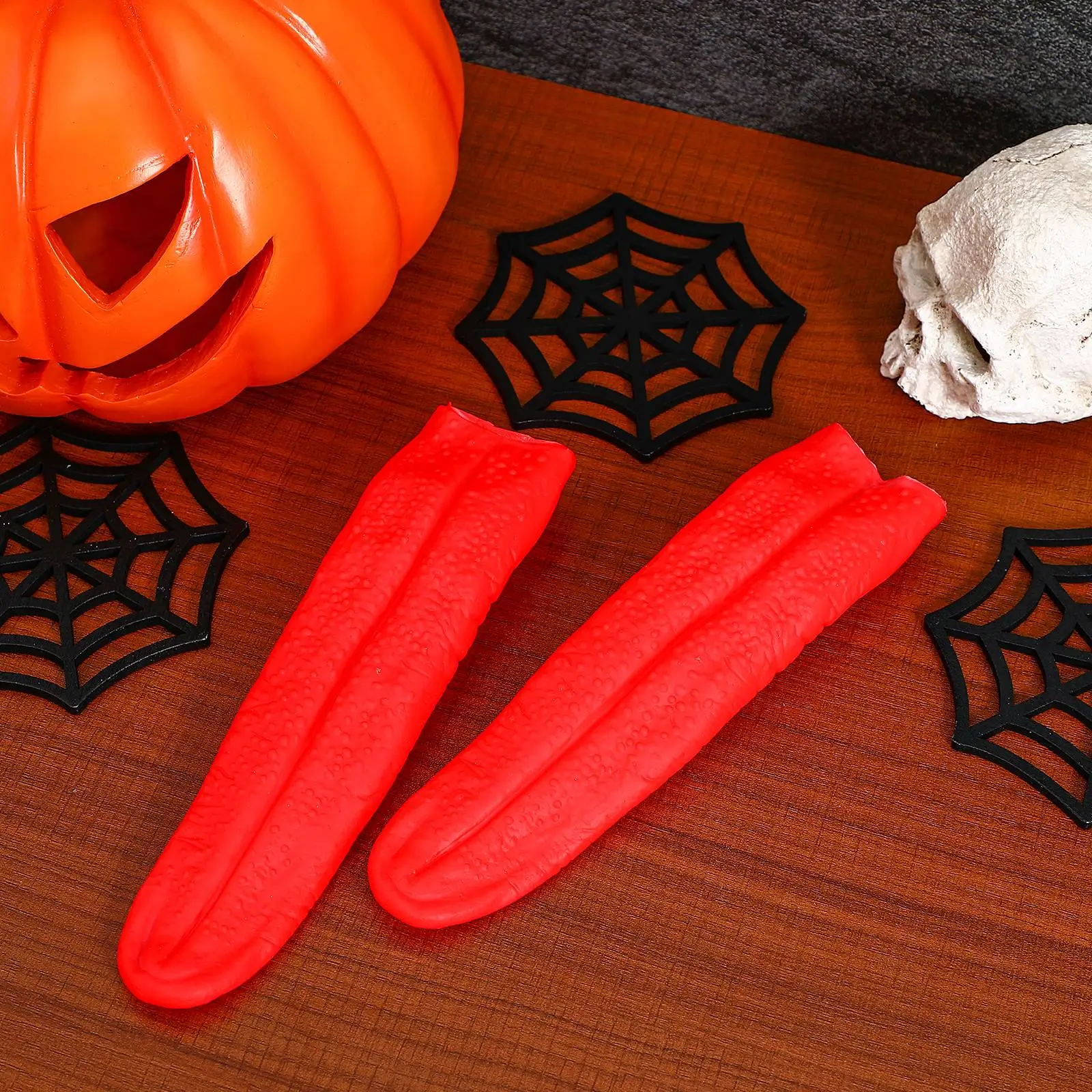 

2PCS Long Tongue Props Eco-friendly Material Halloween Prank Lifelike Design Flexible Scary Costumes Festival Toys