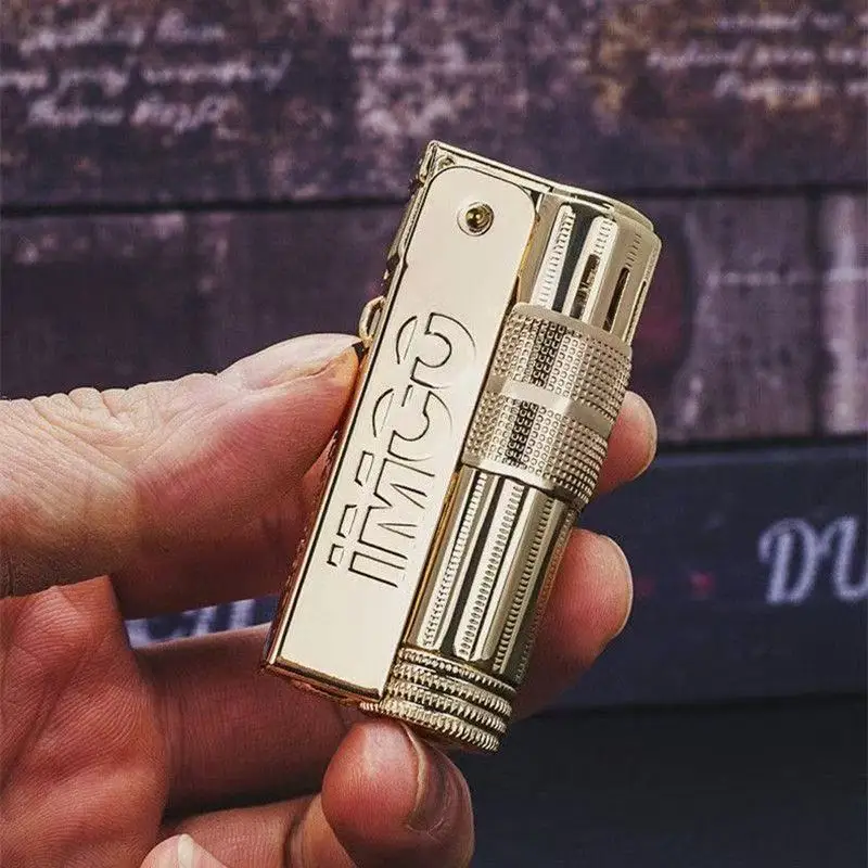 Original IMCO Lighter Old Gasolin e Flint Lighter Windproof Stainless Steel Cigarette Petrol Oil Lighter Inflated Gadgets Man view 2