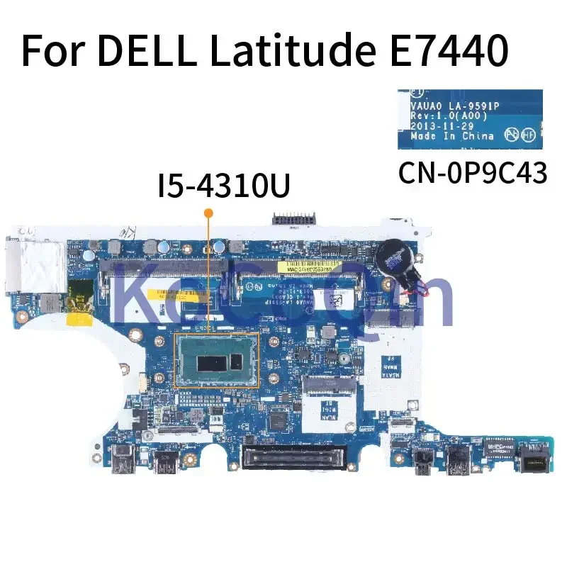 Imagem -02 - Laptop Motherboard para Dell Latitude I54310u Ddr3 La-9591p 0p9c43 Sr1ee Trabalho Testado E7440 7440 Notebook Mainboard