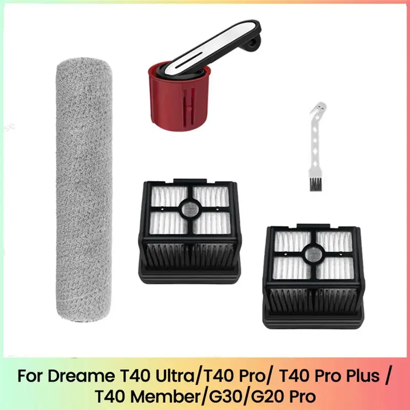 New Factory 5PCS Brush Roller Andhepa Filter Fordreame T40 Ultra/T40 Pro/T40 Pro Plus/T40 Member/G30/G20 Pro Vacuum Cleaner Acce