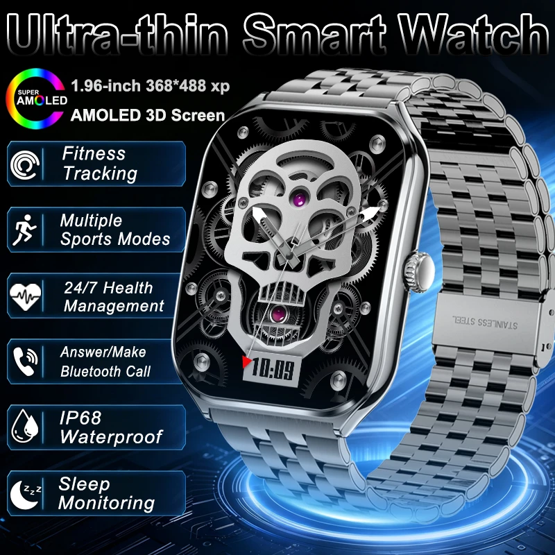 New Ultra Thin Sports Smart Watch Men 1.96