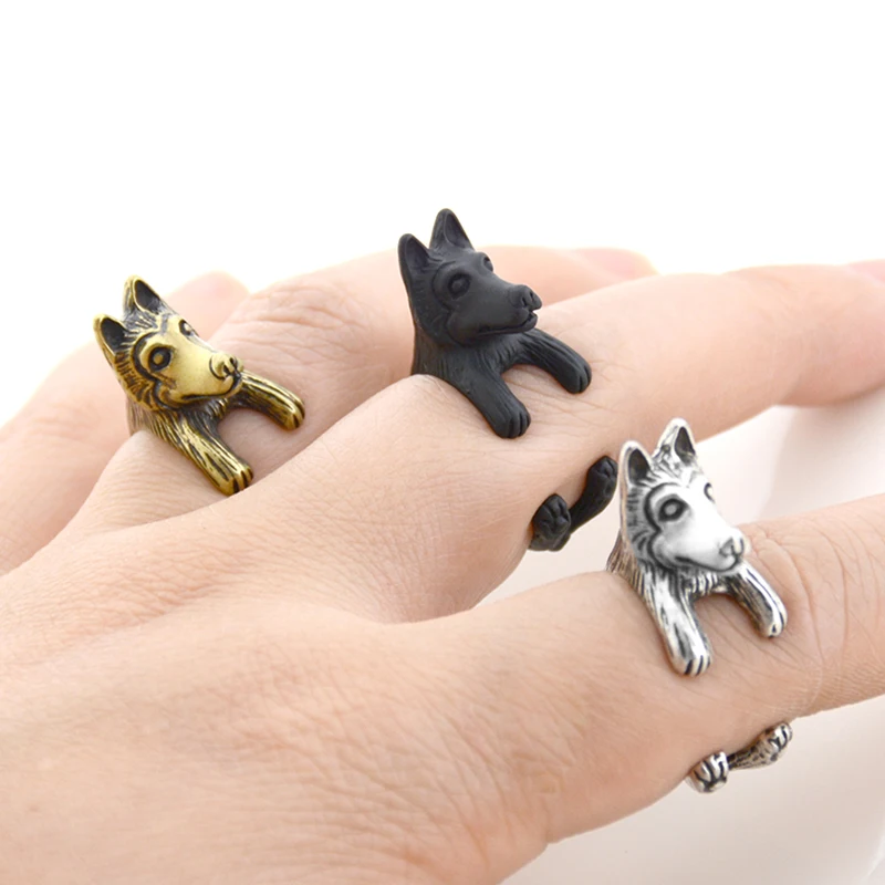 Vintage Jack Russell&Boxer Ring Men Kpop Anillos Boho Cute Dog Anel Couple Rings For Women Jewelry Friend Aneis Anniversary