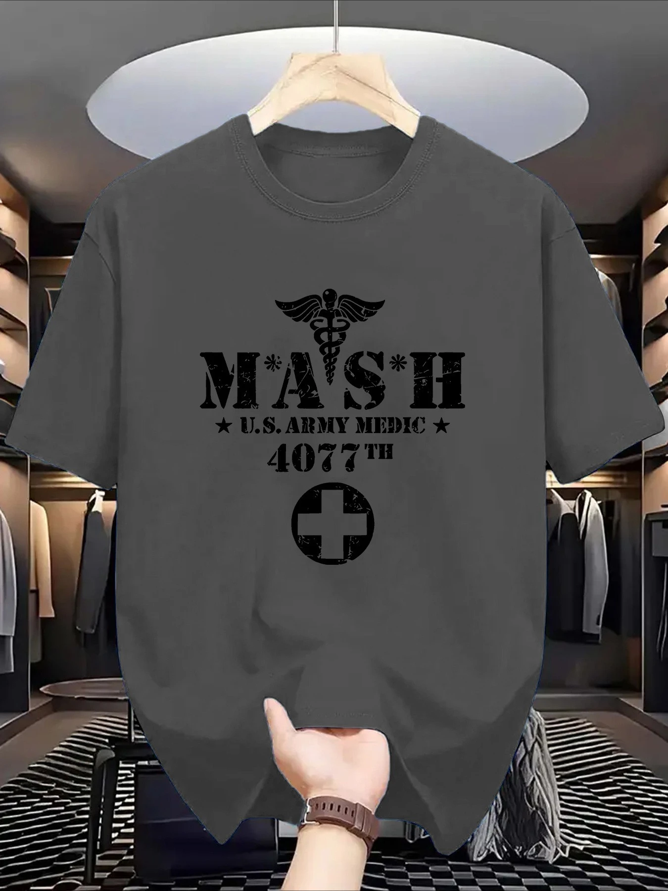 

US Army 4077th Division MASH Pattern design-100% cotton summer O-neck short sleeve casual printed men's T-shirt.