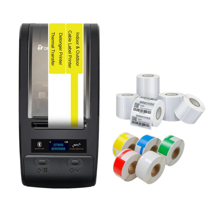 DETONGER 50mm Mobile Portable Printer Thermal Transfer Outdoor Pocket Cable Labels Printer