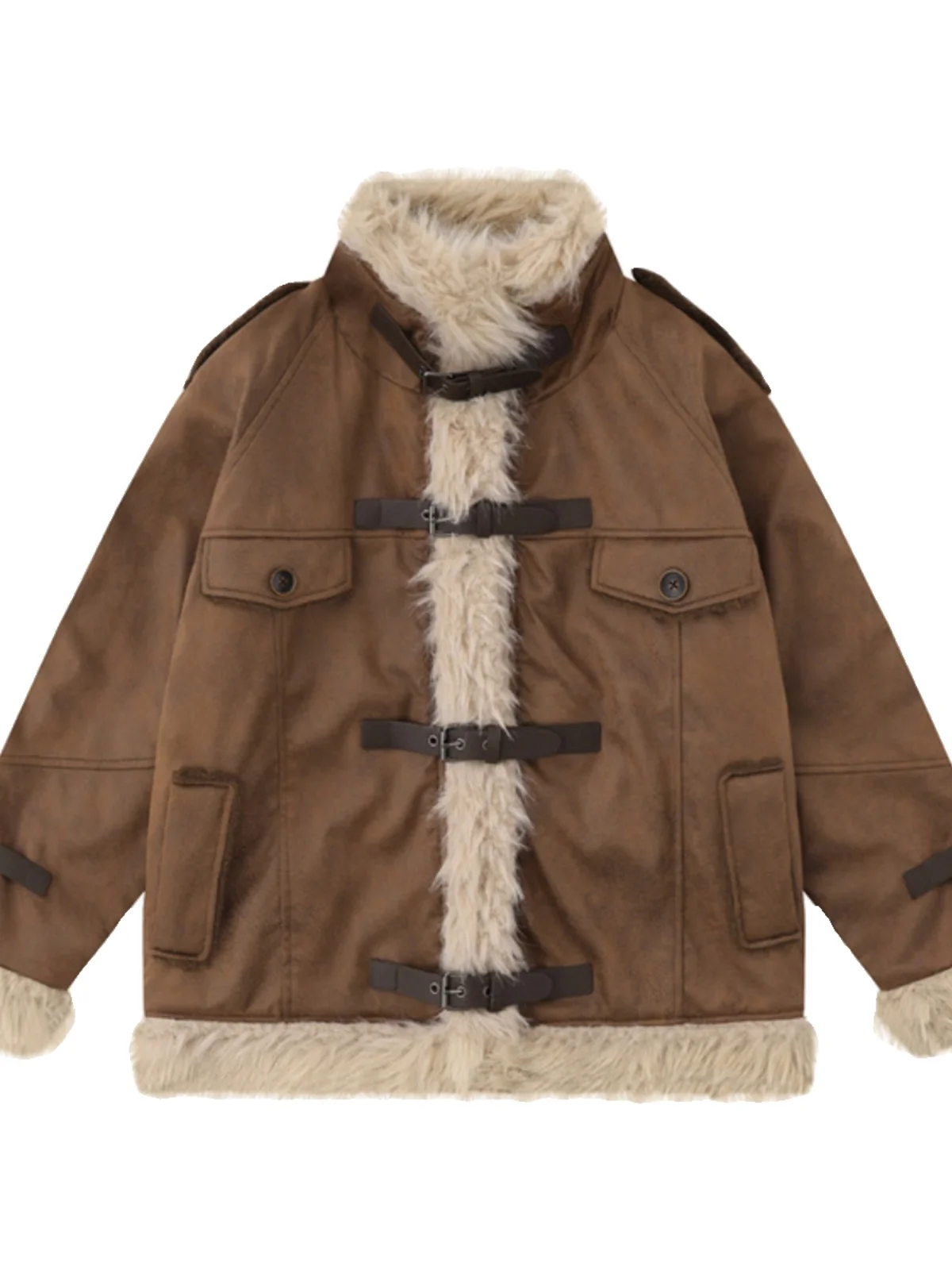 Thiened fce pele de cordeiro jaet camurça motociclista casaco de algodão feminino inverno quente outerwear gola longa sve comprimento médio