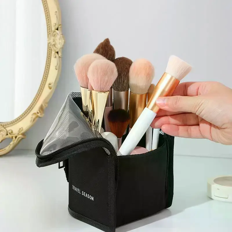 Makeup Brush Case Stand Waterproof Professional Makeup Brush Bag with Zipper for Travel and Home Organizer