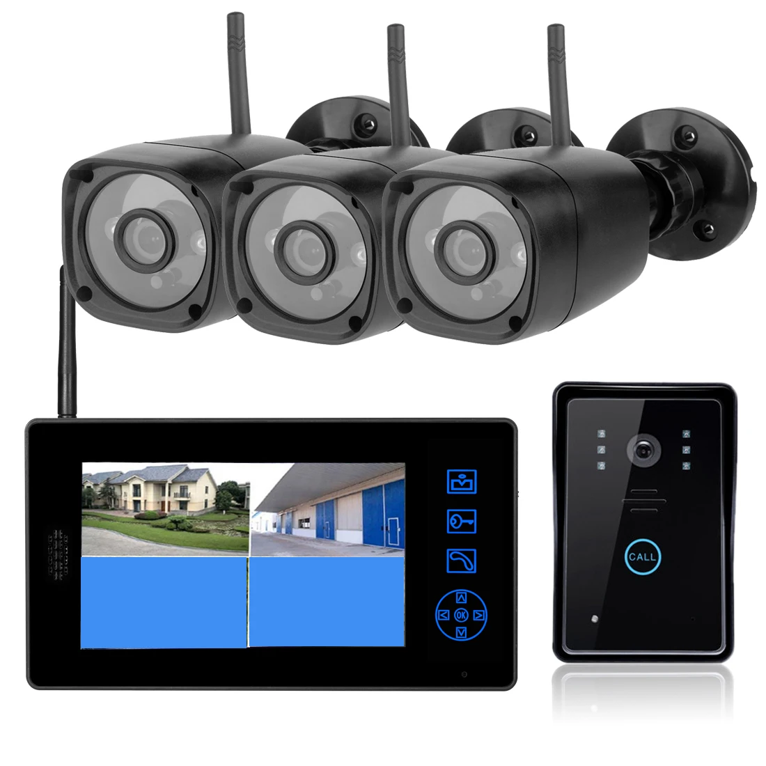 Home 2.4GHz Wireless 7''Touch Key Screen Video Door Phone Intercom Access Control System Doorbell Night Vision And Camera