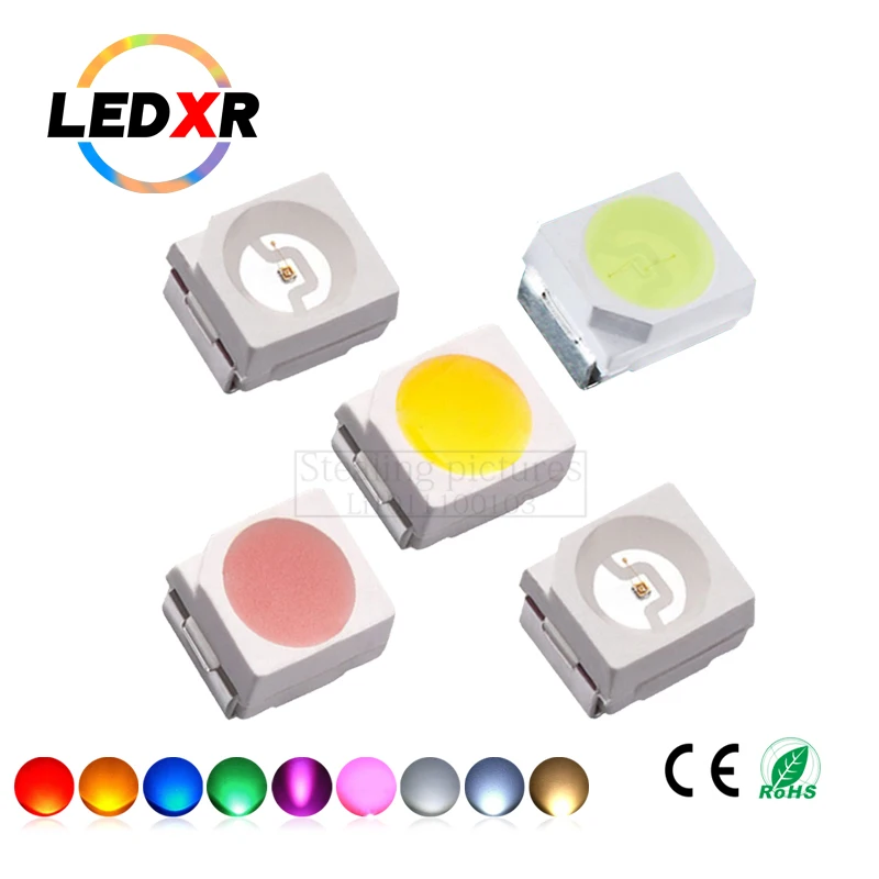 100pcs highlight LED patch 3528 SMD LED3528 white 3528 red 3528 green 3528 blue 3528 yellow 3528 orange 3528 pink 3538 ice blue