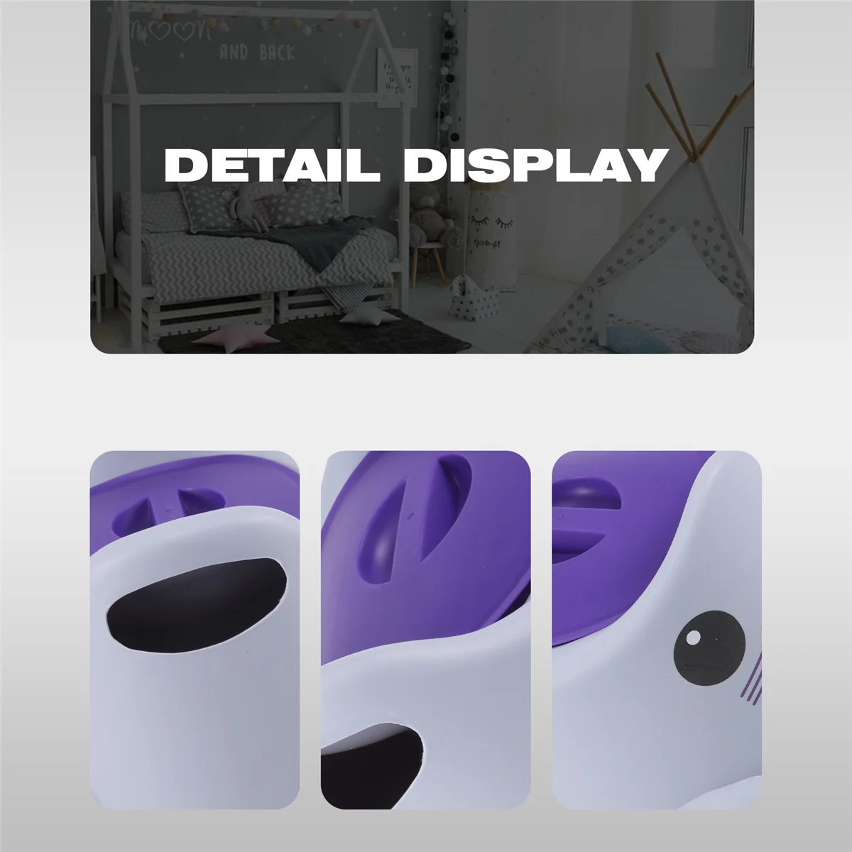 Asiento de entrenamiento de orinal para bebé con respaldo, olla portátil para niños, inodoro para niños, lindo taburete para orinal para niños, púrpura