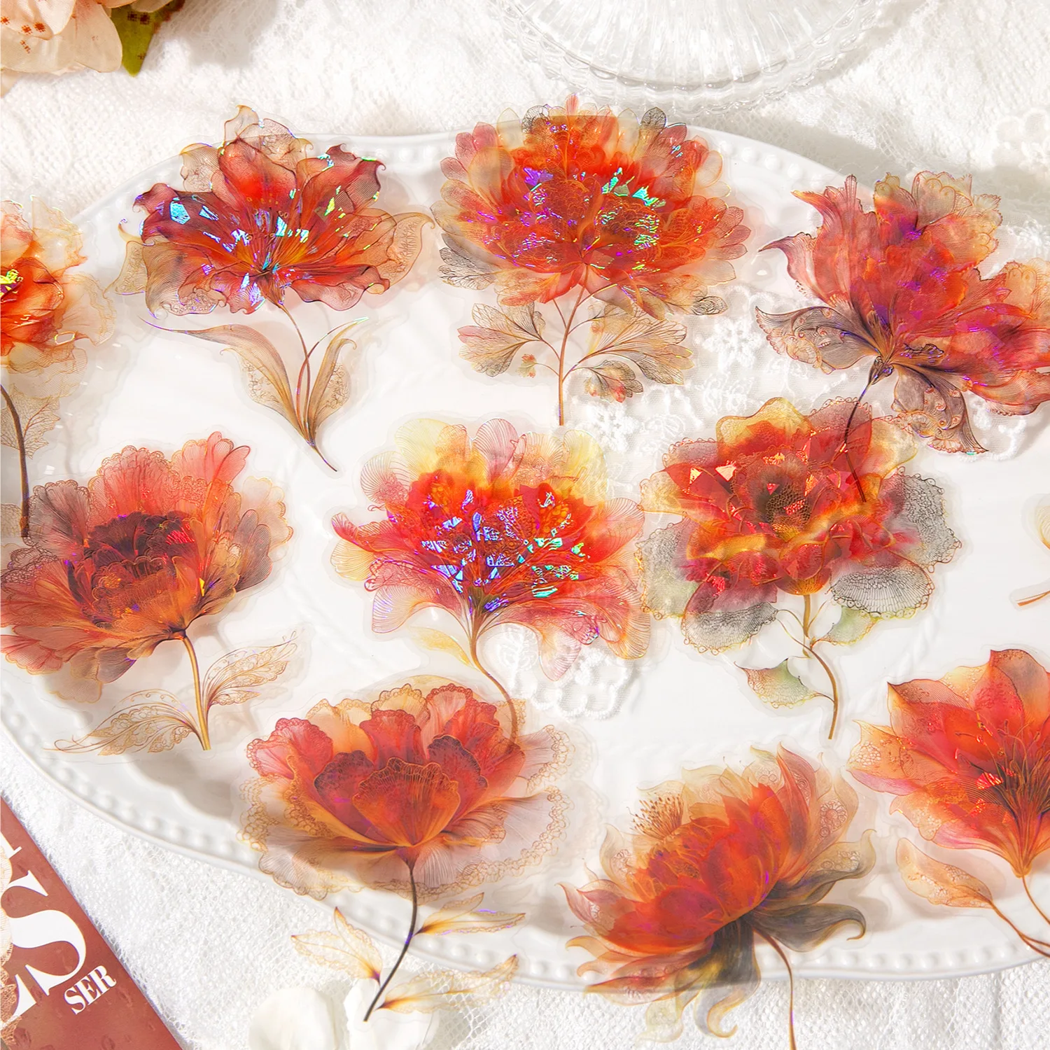 1Pack/2pack Botanical Theme PET Decorative Stickers Flower Dream Series 6 Designs Scrapbook Collage Materials Optional Set