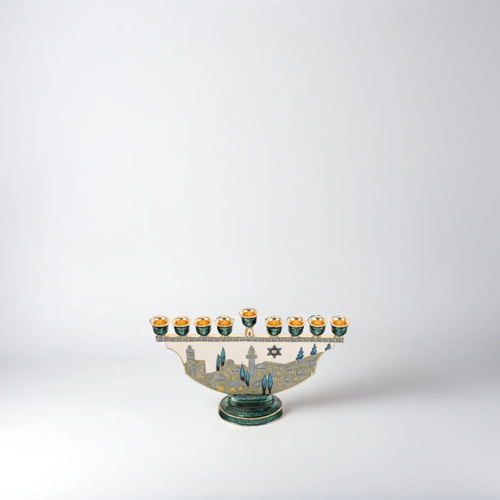 9-Head Metal Candlestick Hanukkah Holder for Home Decor Jewish Holiday Centerpiece Victorian Style Stand