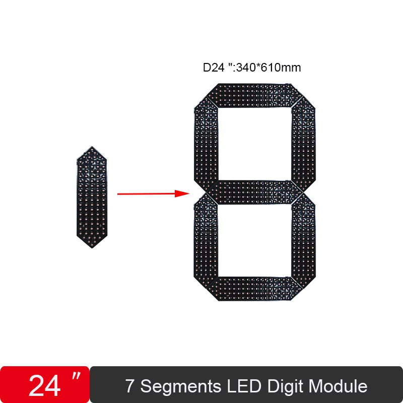 4pcs/lot 24inch LED Digit Display Module 7-Segment Digital For Oil /Gas Price Time/Temperature/Score Sign Waterproof Module