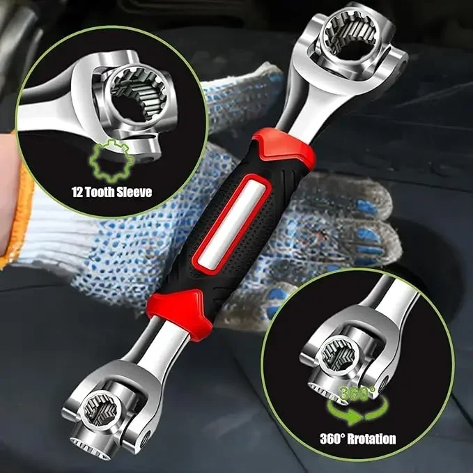 1PCS Universal Ratchet Socket Multipurpose Wrench with 360 Degree Rotation Hand Spline Bolts Sleeve Works Multi-Tool Set