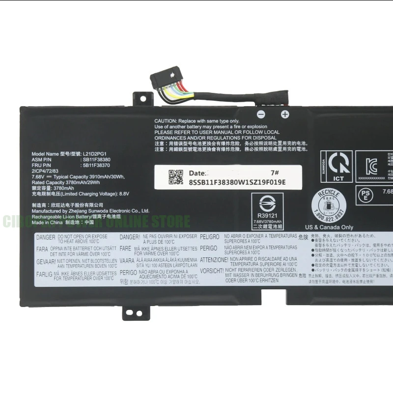 CP Laptop Battery L21D2PG1 L21C2PG1 L21M2PG1 7.68V/30Wh 3910mAh For 10W 82ST 82SU Series Tablet
