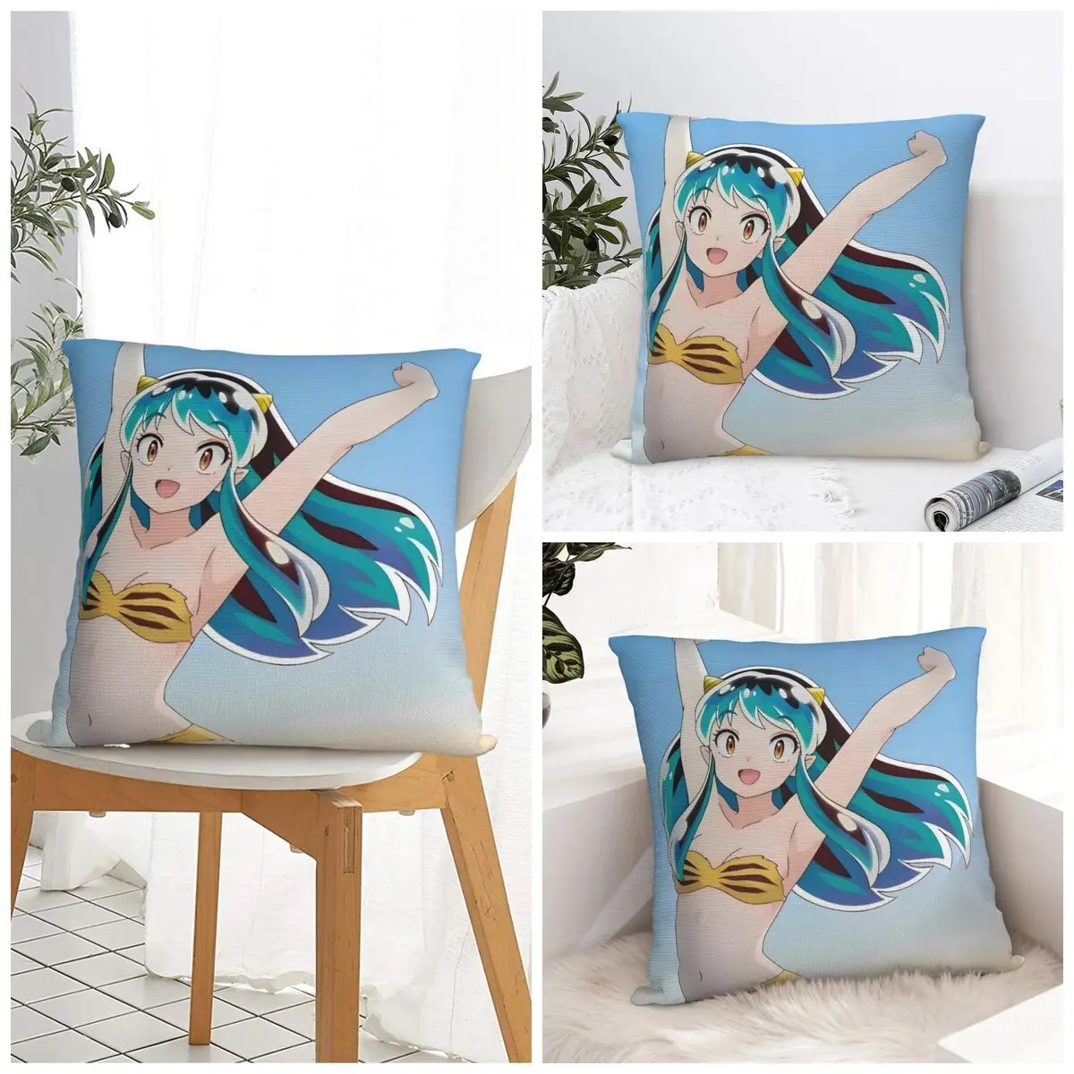 وسادة غطاء أنيمي Urusei Yatsura الجرافيك غطاء الوسادة الجدة كيس وسادة لحفل زفاف ديكور المنزل سادات #1