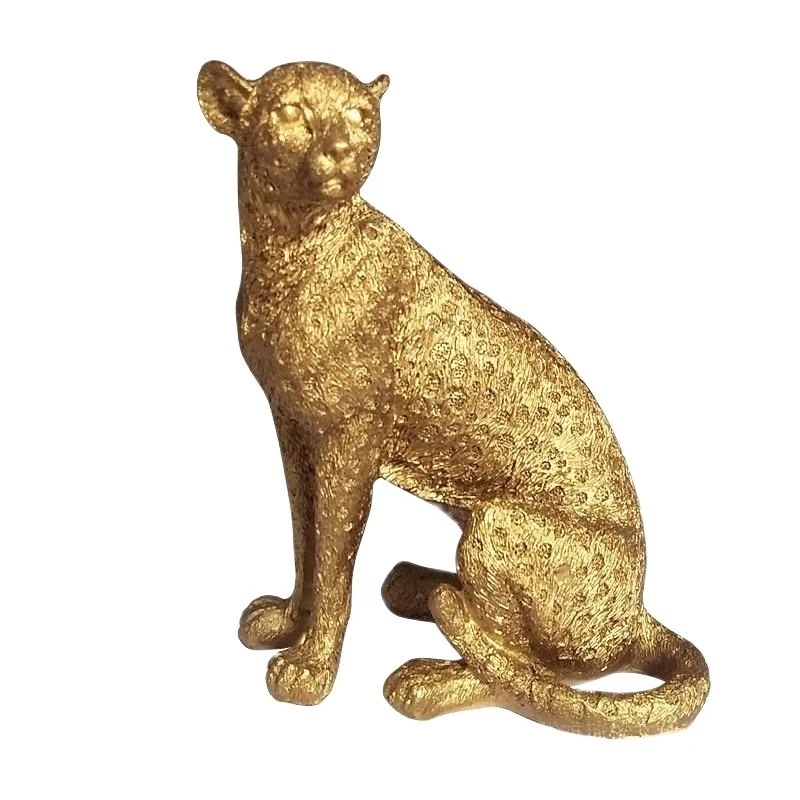 Golden Leopard Statue Simulation Animal Desk Decoration Ornaments Resin Crafts Sculpture Nordic Home Decor Modern view 6