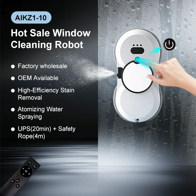 Streak-Free Vacuum Glass Washer Automatic Edge Detection Complete Coverage Polishing Effect Portable Electric Household Hotel
