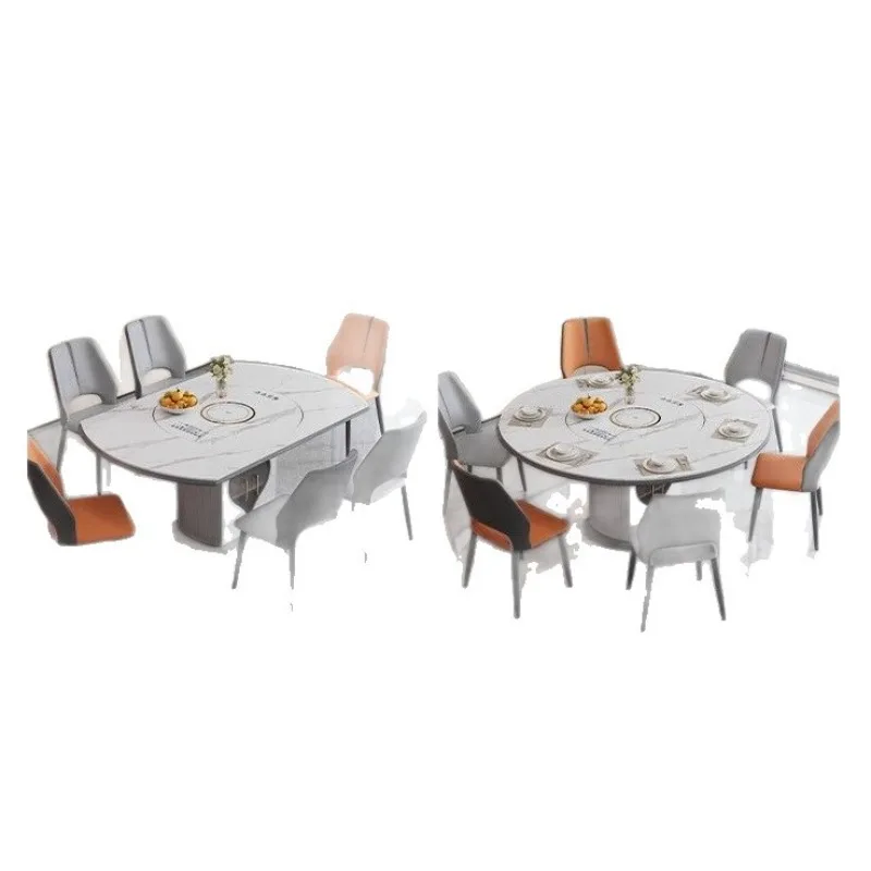 

household voice vegetable warming board with embedded turntable induction cooker integrated high-end round table