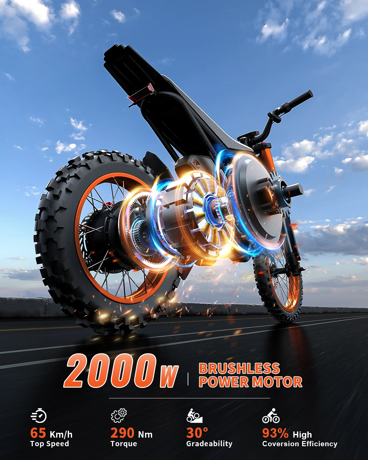 Riding'times GT54 Electric Dirt Bike for Teens Adults 37MPH, 27AH Electric Motorcycle with 14