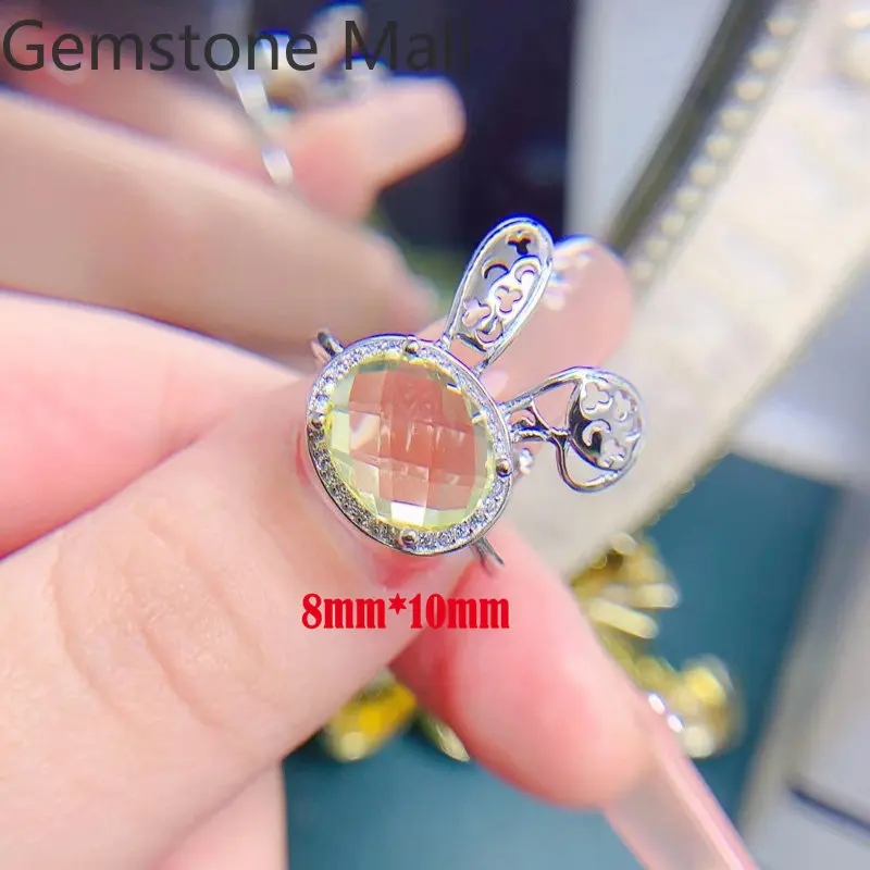 Fashion Silver Lemon Quartz Ring and Pendant Jewelry Set Total 12ct 10mm*12mm VVS Grade Natural Lemon Quartz Jewelry