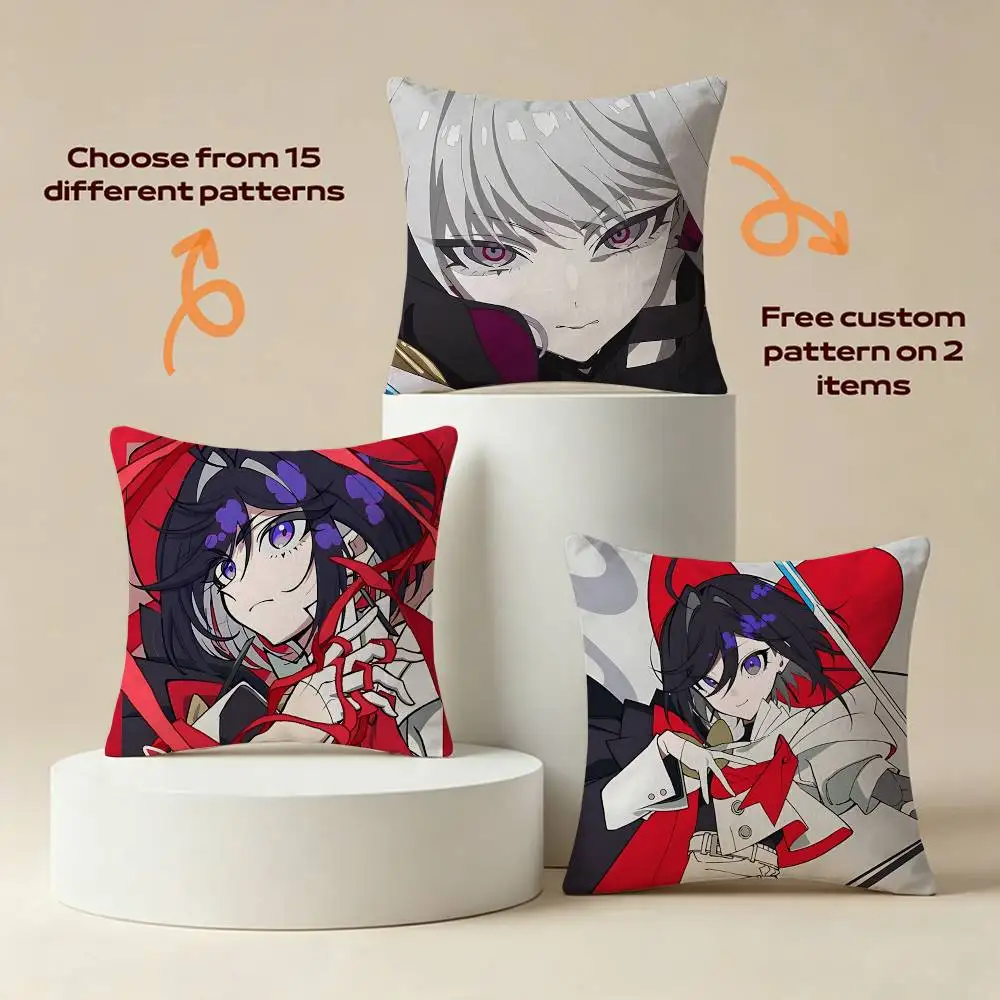 Sapphire THE Ribbon Hero Anime Square Sofa Pillow Cover Solid Color Living Room Home Decor Cushion Case