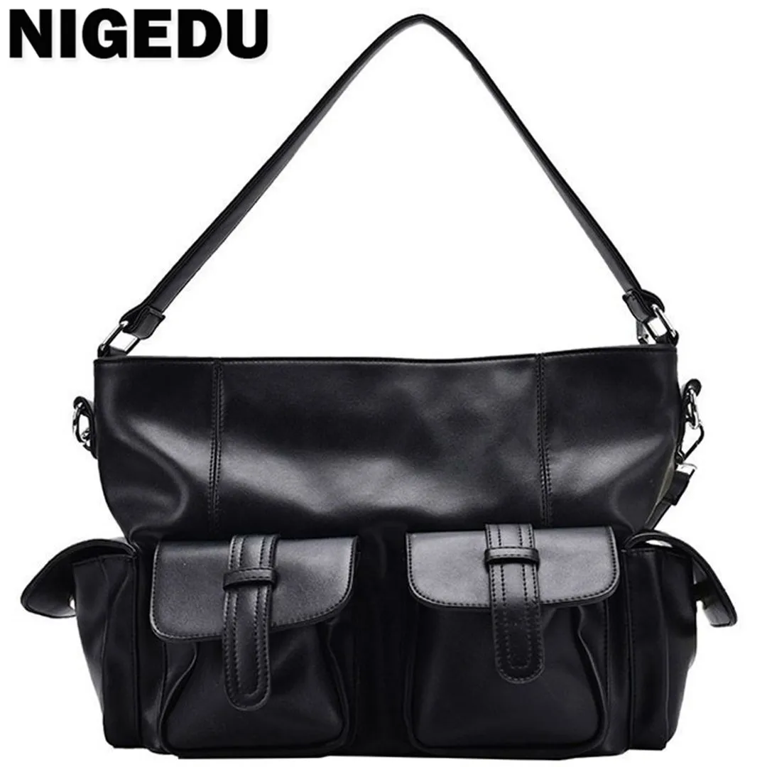 Soft PU leather women shoulder bag Large capacity black female crossbody bag Casual Messenger bag for ladies big handbag bolsa