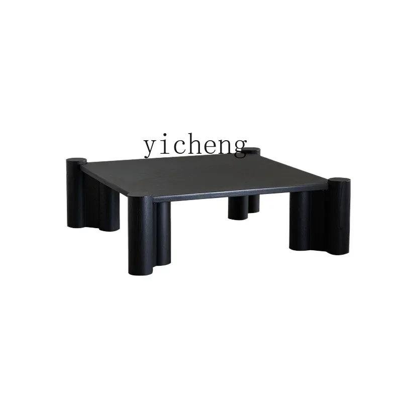 

medieval wabi-sabi wind cement paint oak solid wood square coffee table expression