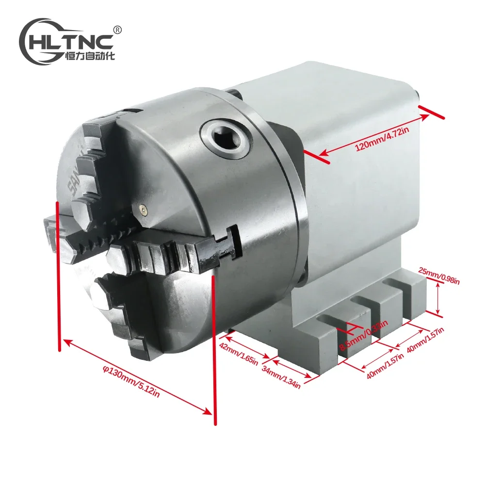 Overseas warehouse Ru ES Nema 34  stepper motor (4:1) K11-100mm 4Jaw Chuck 100mm CNC 4th axis  + tailstock for cnc router