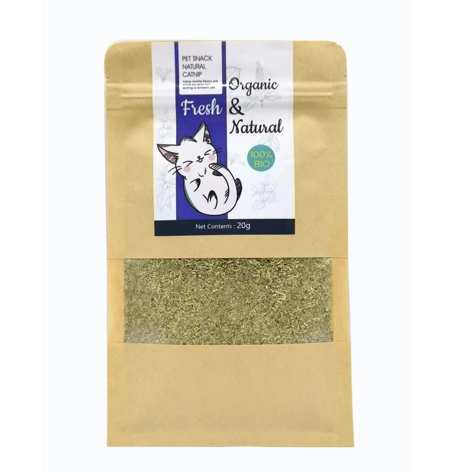 Herbe à chat naturelle biologique de qualité supérieure, saveur menthe, peut être arrosée sur les jouets et les jouets, 20g par sac