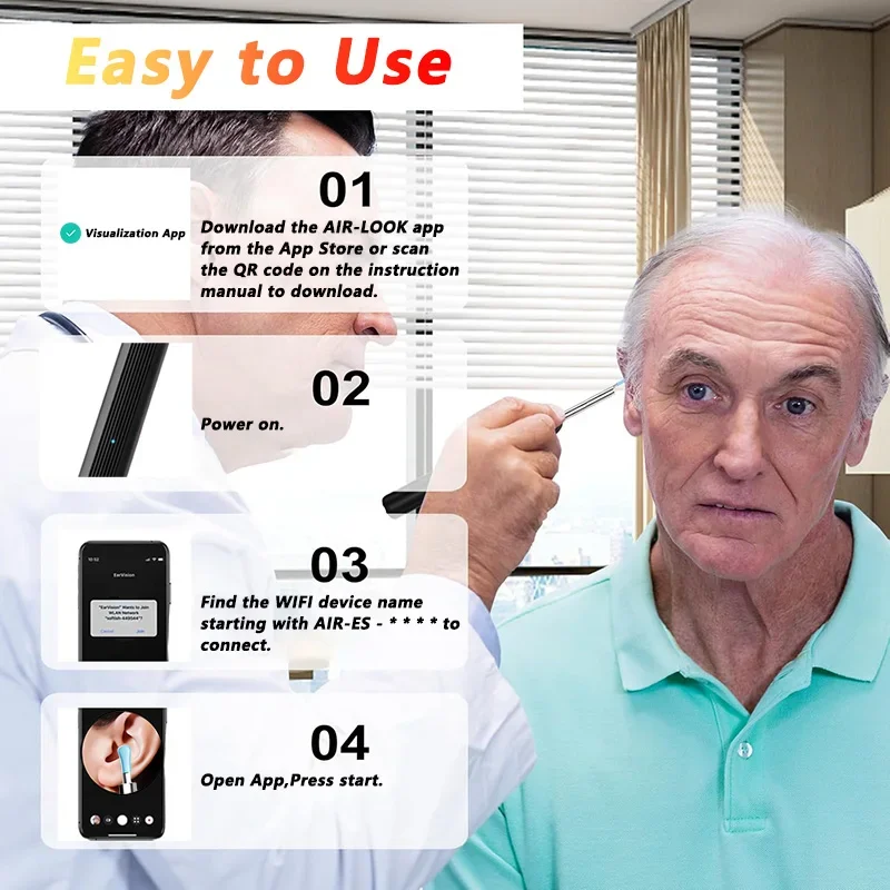 منظف شمع الأذن البصري مع كاميرا آمنة لإزالة شمع الأذن مع كاميرا 5 متر منظار الأذن المضيء أدوات تنظيف الأذن العناية بالأذن #6